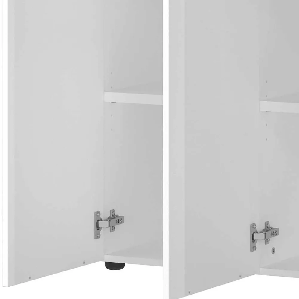 Wohnen Weiße Möbel|Küchenschränke*Büro Highboard in Weiß mit schwarzen Griffen - Sparkle