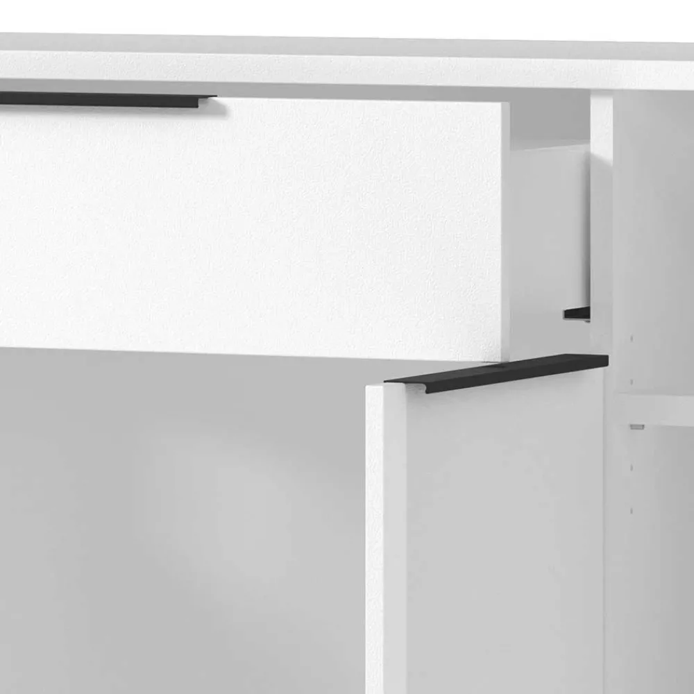 Wohnen Weiße Möbel|Küchenschränke*Büro Highboard in Weiß mit schwarzen Griffen - Sparkle