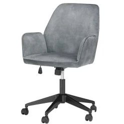 Wohnen Bürostühle*Büro Velours Drehstuhl in Grau auf Rollen - Rasmus