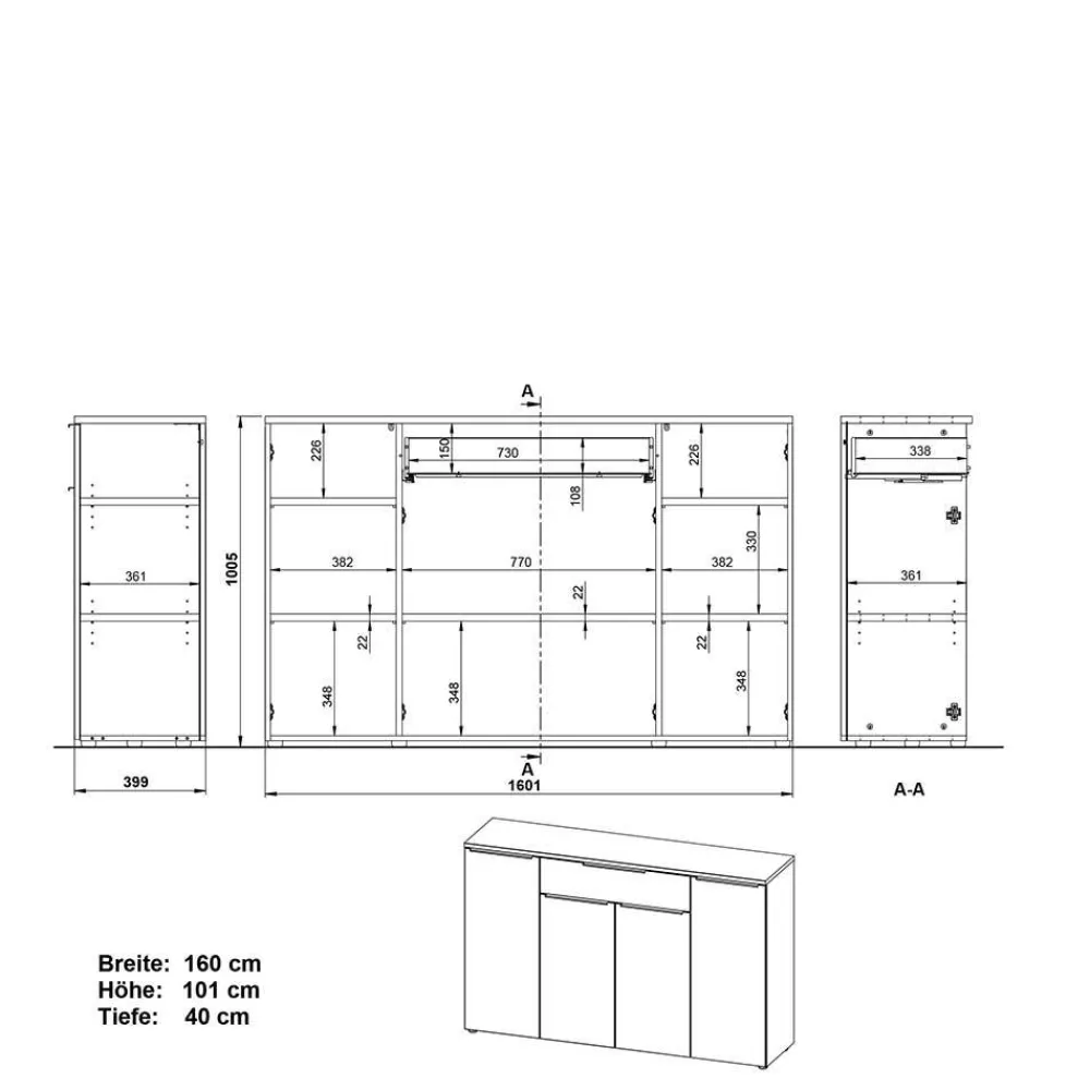 Wohnen Home Office Möbel|Büro Komplett*Büroeinrichtung Möbel Set - Tila (vierteilig)