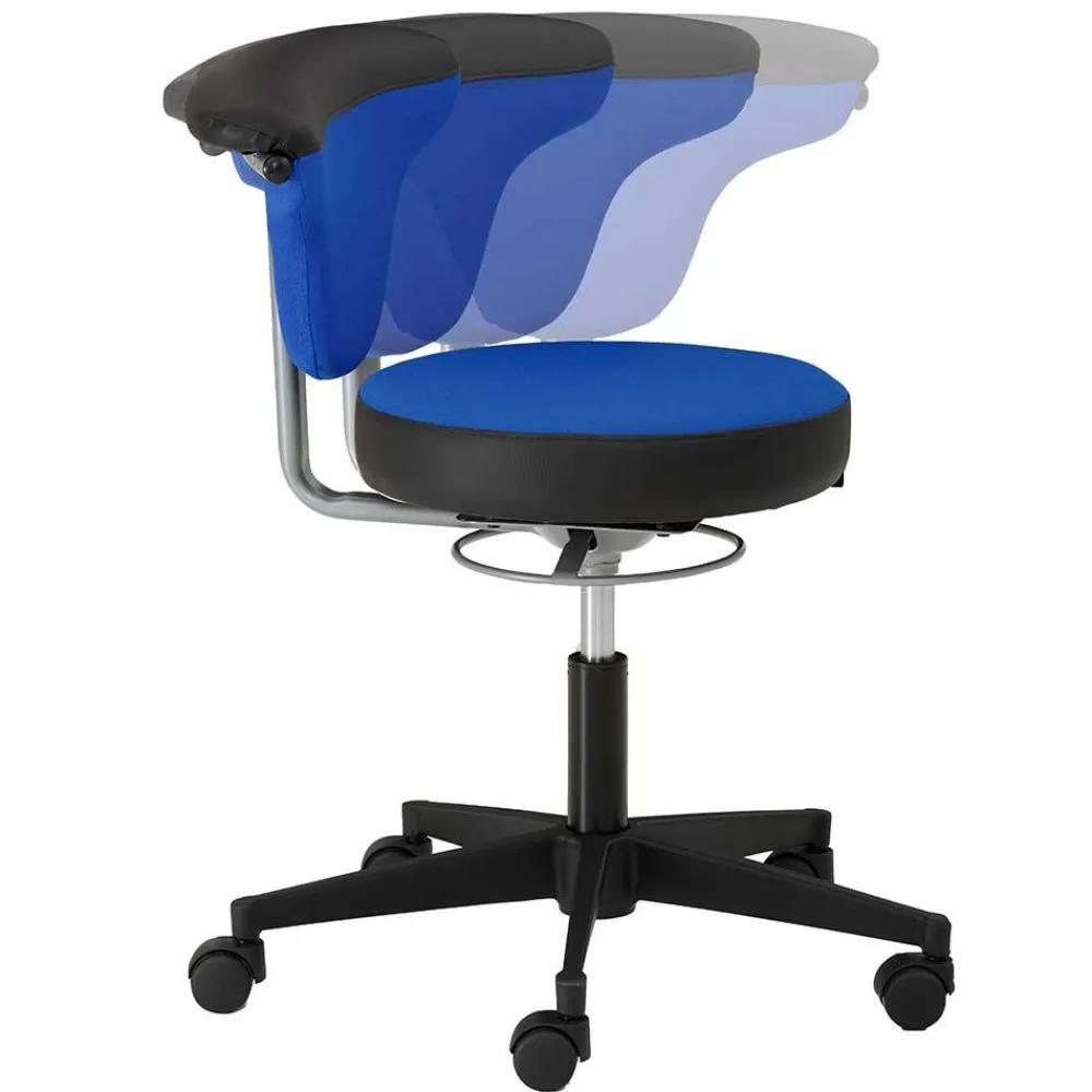 Wohnen Bürostühle*Bürohocker mit Lehne in Dunkelblau & Schwarz - Kanellas