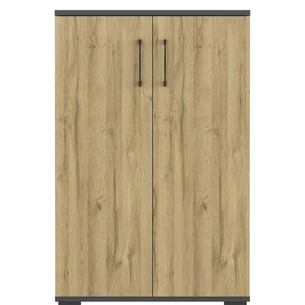 Wohnen Büroschränke*Büroschrank in Wildeiche NB & Dunkelgrau - Disgano I