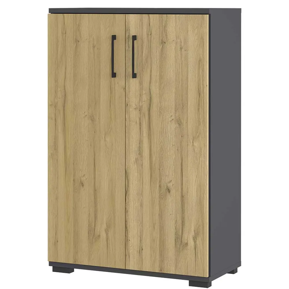 Wohnen Büroschränke*Büroschrank in Wildeiche NB & Dunkelgrau - Disgano I