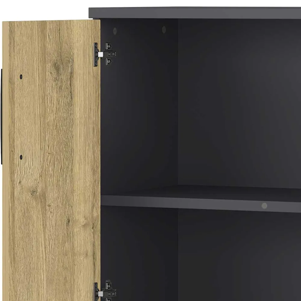 Wohnen Büroschränke*Büroschrank in Wildeiche NB & Dunkelgrau - Disgano I