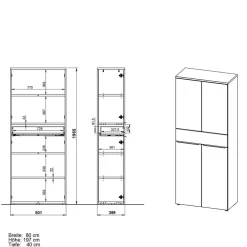 Wohnen Büroschränke*Büroschrank mit vier Türen und Schublade - Sparkle