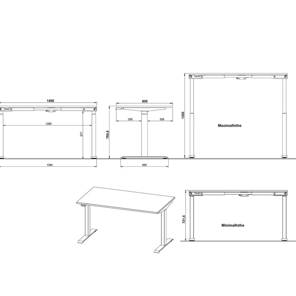 Wohnen Bürotisch elektrisch höhenverstellbar - Espnoz