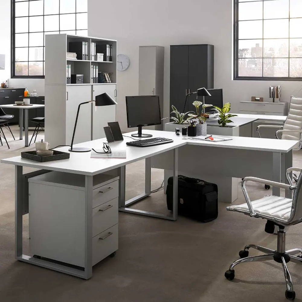 Wohnen Bürotische*Bürotisch Schreibtisch in Lichtgrau - Bowsla