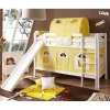 Kinder Wohnen Buche Doppelhochbett in Weiß & Gelb - Linus