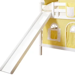 Kinder Wohnen Buche Doppelhochbett in Weiß & Gelb - Linus