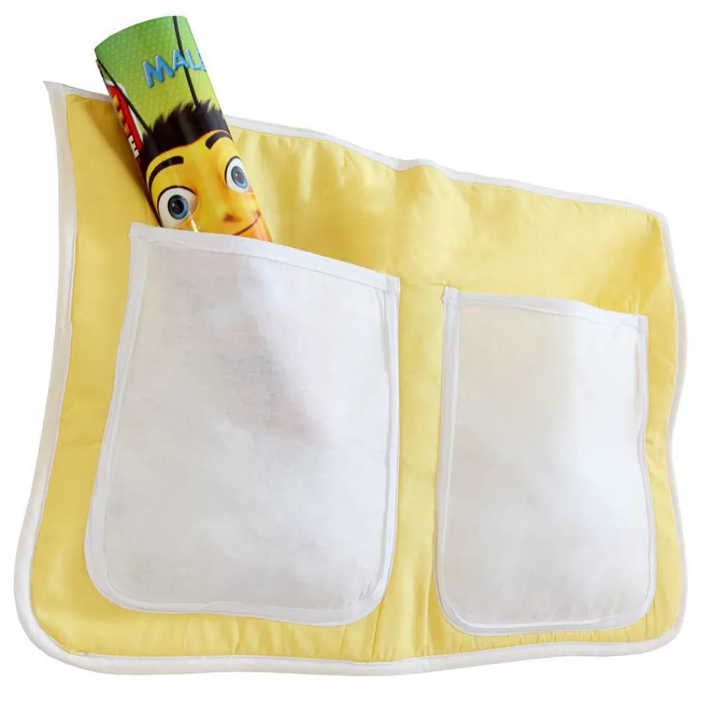 Kinder Wohnen Buche Doppelhochbett in Weiß & Gelb - Linus