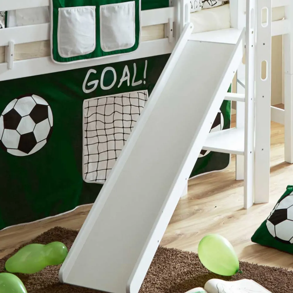 Kinder Wohnen Buche Fußball Hochbett mit Rutsche - Ballona