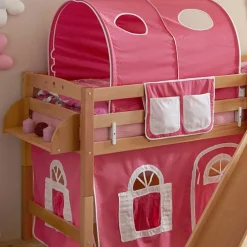 Wohnen Kinderbetten*Buche Kinder Halbhochbett mit Rutsche Podest - Altair