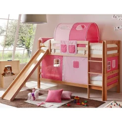 Wohnen Kinderbetten|Kindermöbel*Buche Mädchen Etagenbett mit Rutsche - Everton