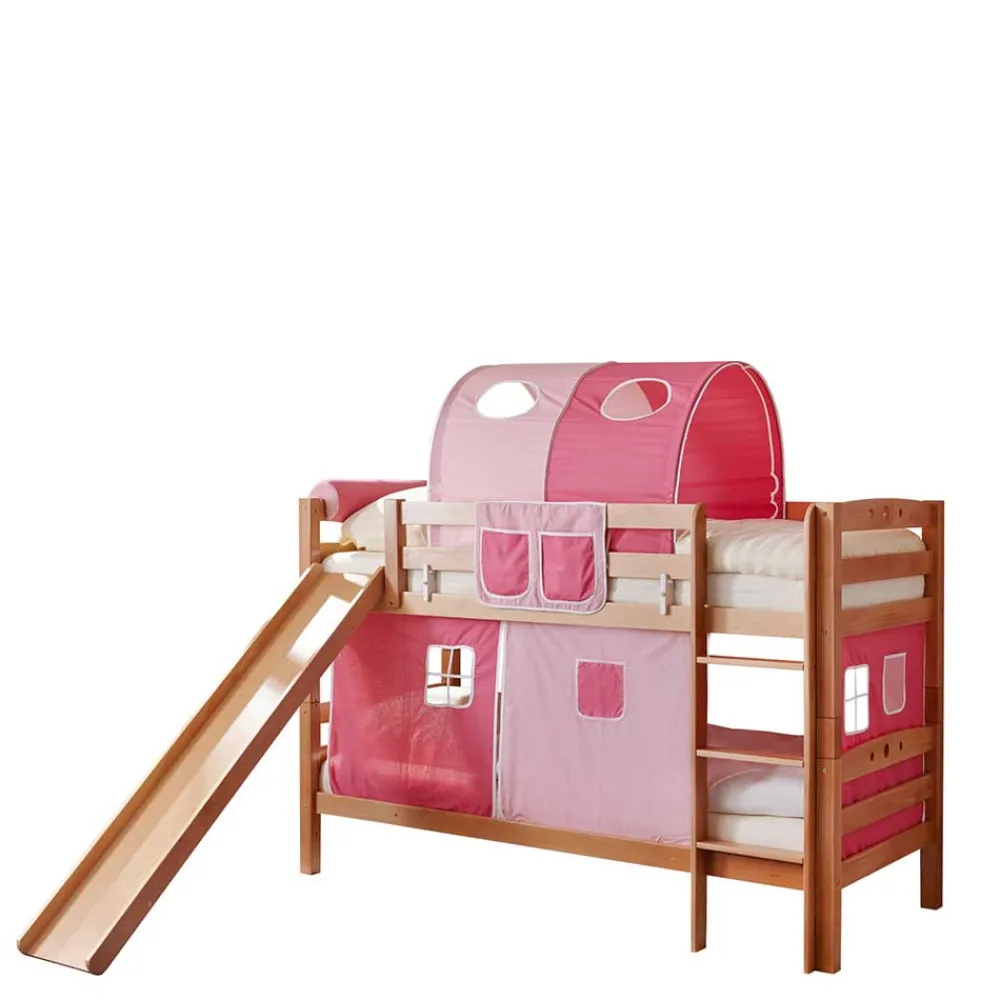 Wohnen Kinderbetten|Kindermöbel*Buche Mädchen Etagenbett mit Rutsche - Everton