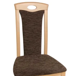 Wohnen Buche Stühle mit Strukturstoff Masuza in Mocca Braun meliert (2er Set)