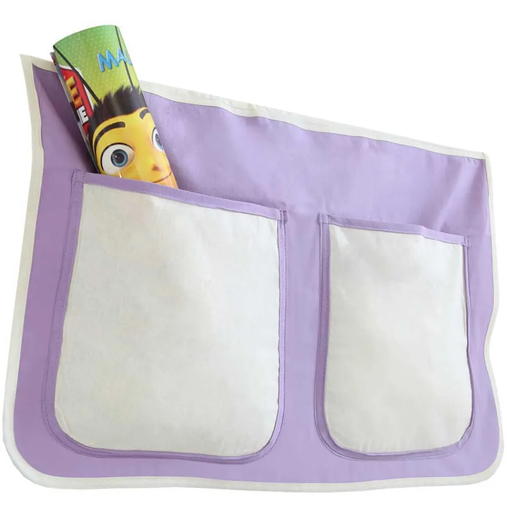 Kinder Wohnen Buchefarbenes Hochbett mit Rutsche schräg - Speccia