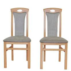 Wohnen Buchenholz Stühle in Natur & Hellgrau - Zandravo (2er Set)