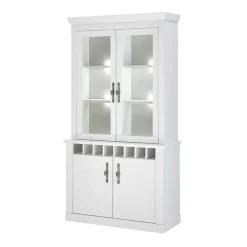 Wohnen Küchenschränke|Esszimmer-Vitrinen*Buffet Vitrine in weißer Holzoptik Pinie - Liancos