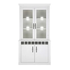 Wohnen Küchenschränke|Esszimmer-Vitrinen*Buffet Vitrine in weißer Holzoptik Pinie - Liancos