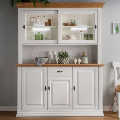 Wohnen Esszimmer-Vitrinen|Esszimmerschränke*Buffetschrank in Weiß & Eichefarben - Henry