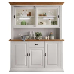 Wohnen Esszimmer-Vitrinen|Esszimmerschränke*Buffetschrank in Weiß & Eichefarben - Henry