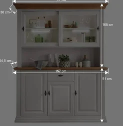 Wohnen Esszimmer-Vitrinen|Esszimmerschränke*Buffetschrank in Weiß & Eichefarben - Henry