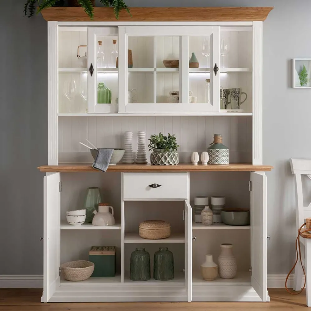 Wohnen Esszimmer-Vitrinen|Esszimmerschränke*Buffetschrank in Weiß & Eichefarben - Henry
