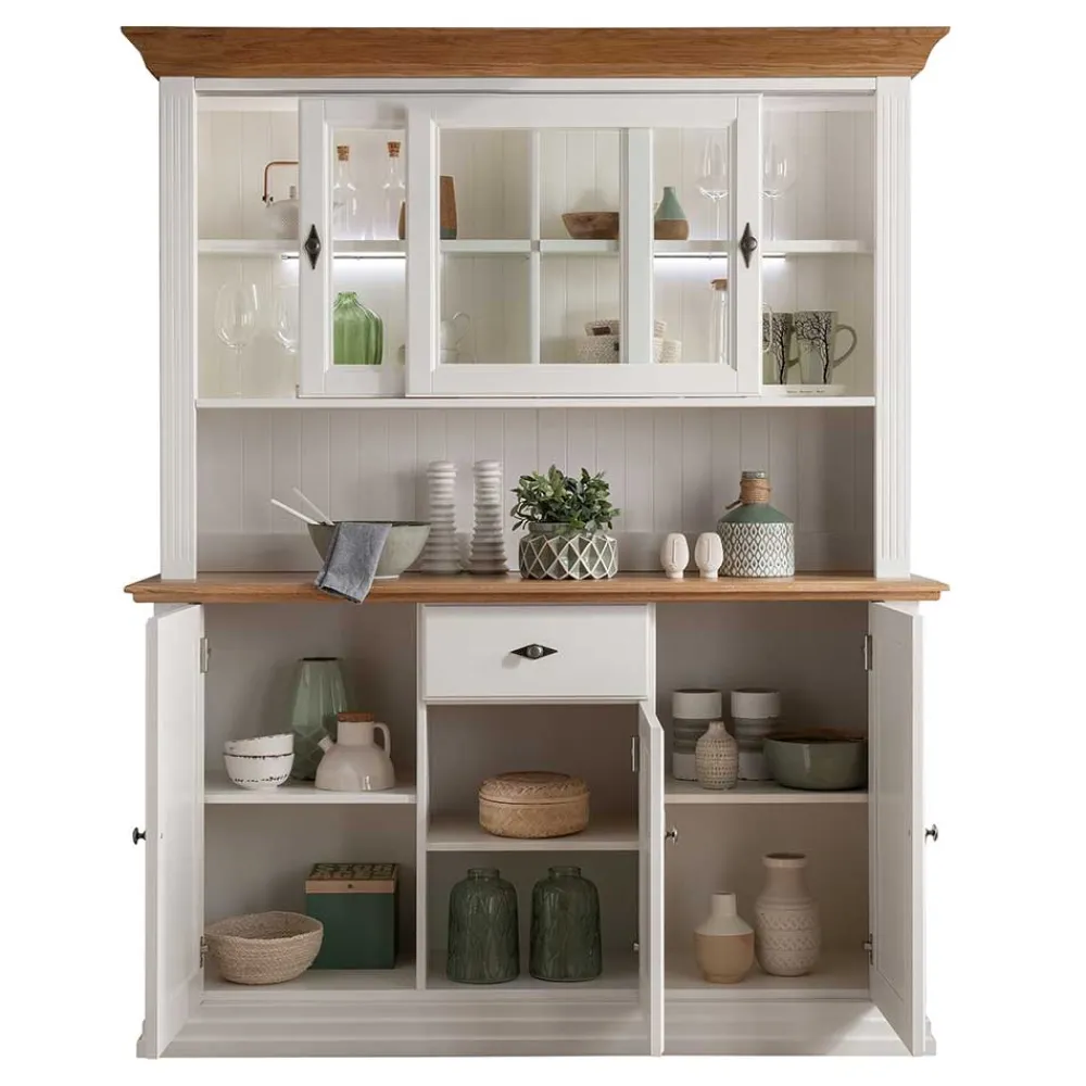 Wohnen Esszimmer-Vitrinen|Esszimmerschränke*Buffetschrank in Weiß & Eichefarben - Henry