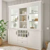 Wohnen Küchenschränke|Esszimmer-Vitrinen*Buffetschrank Vitrine in weißer Holzoptik Pinie - Liancos