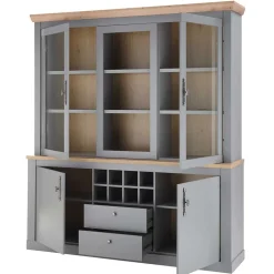 Wohnen Esszimmer-Vitrinen|Esszimmerschränke*Buffetvitrine in Lichtgrau & Eiche Optik - Buleta