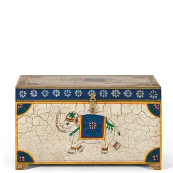 Wohnen Orientalische Möbel*Bunte Orient Truhe mit Elefanten und blumigen Motiven - Sambo
