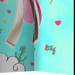 Kinder Wohnen Bunter Paravent mit Manga Mädchen Motiv - Vinales