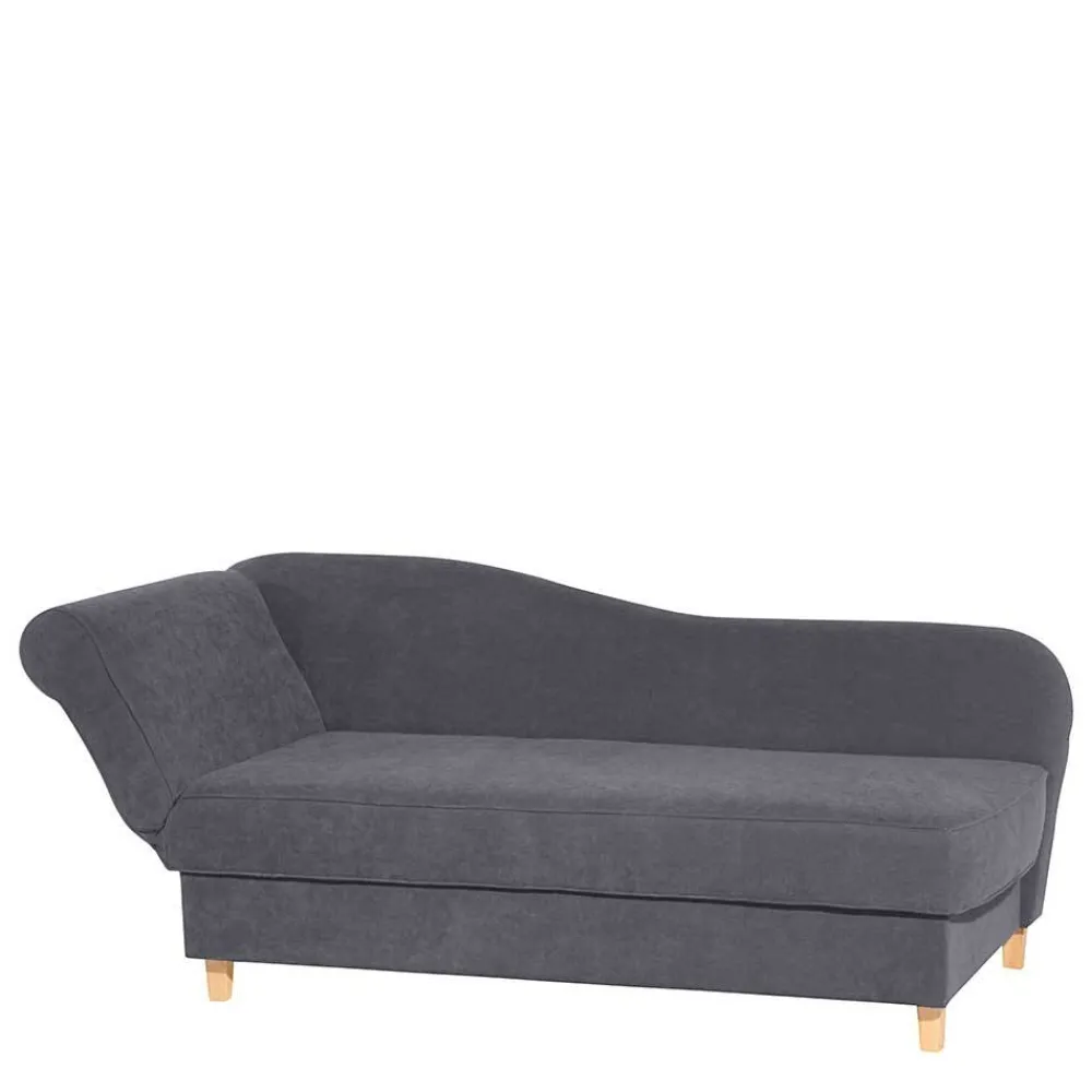 Wohnen Sofas|Sofa*Chaiselongue in Anthrazit mit Buche - Adelina