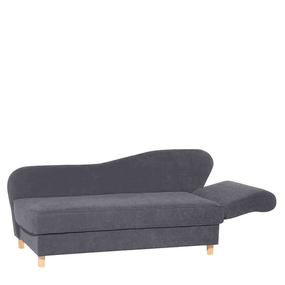 Wohnen Sofas|Sofa*Chaiselongue in Anthrazit mit Buche - Adelina