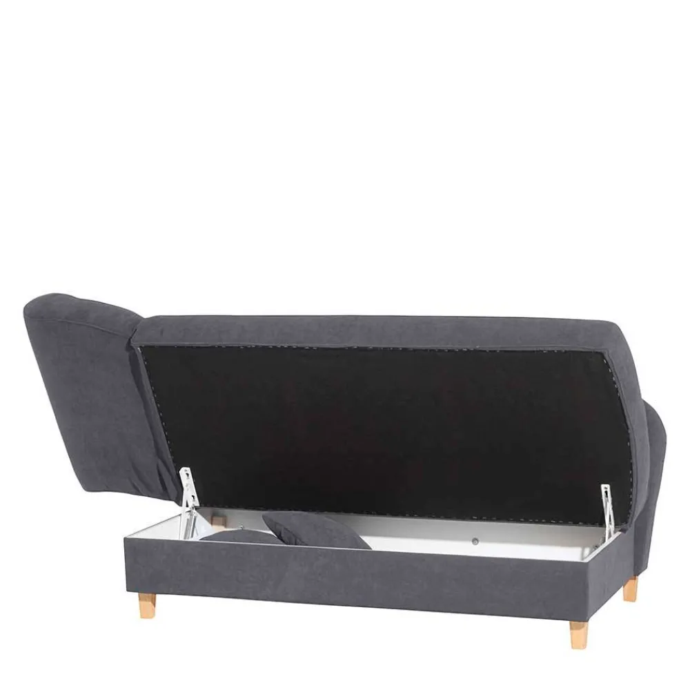 Wohnen Sofas|Sofa*Chaiselongue in Anthrazit mit Buche - Adelina