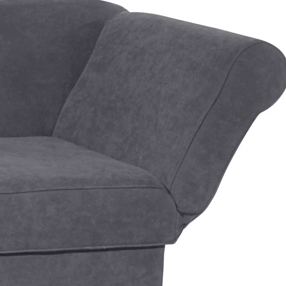 Wohnen Sofas|Sofa*Chaiselongue in Anthrazit mit Buche - Adelina