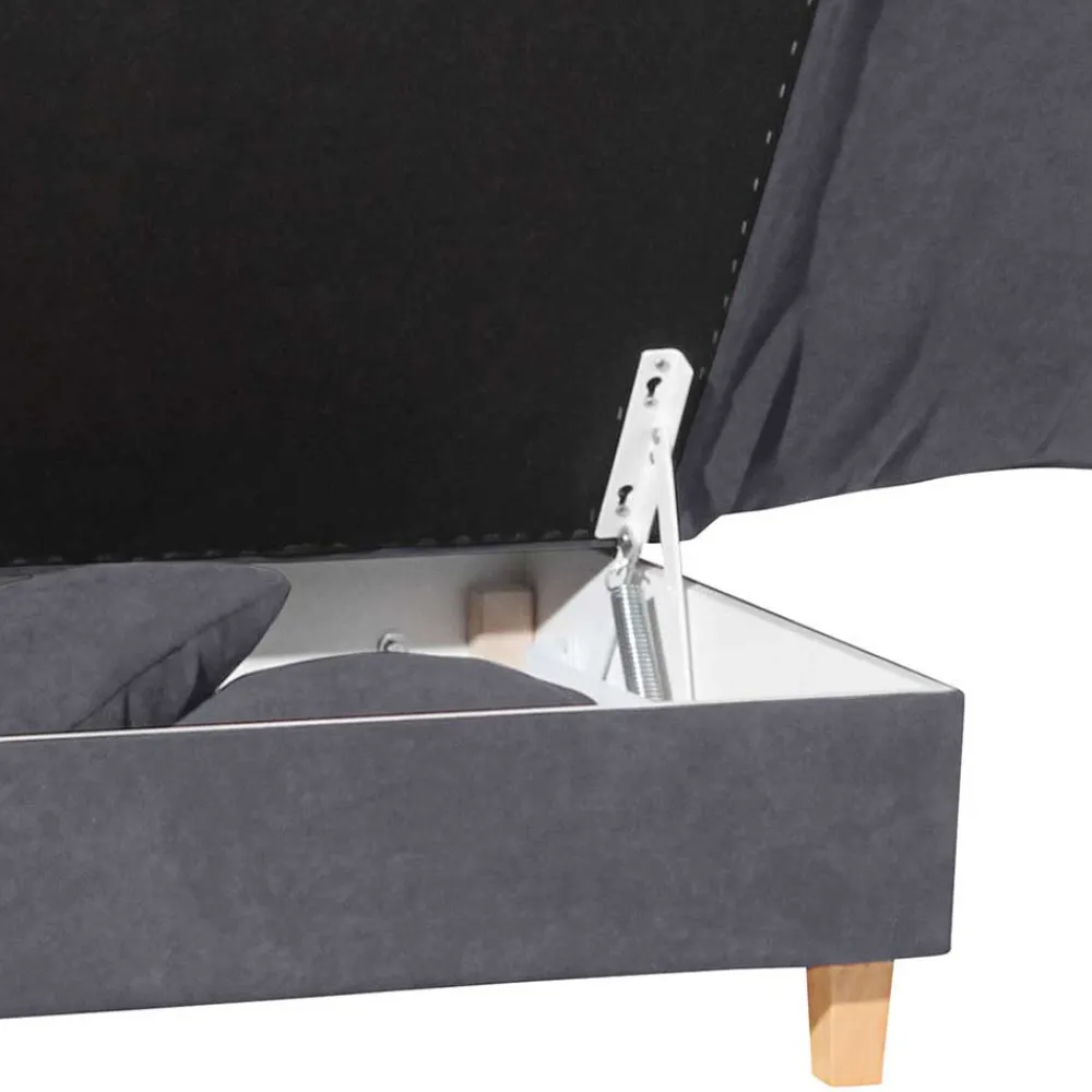 Wohnen Sofas|Sofa*Chaiselongue in Anthrazit mit Buche - Adelina