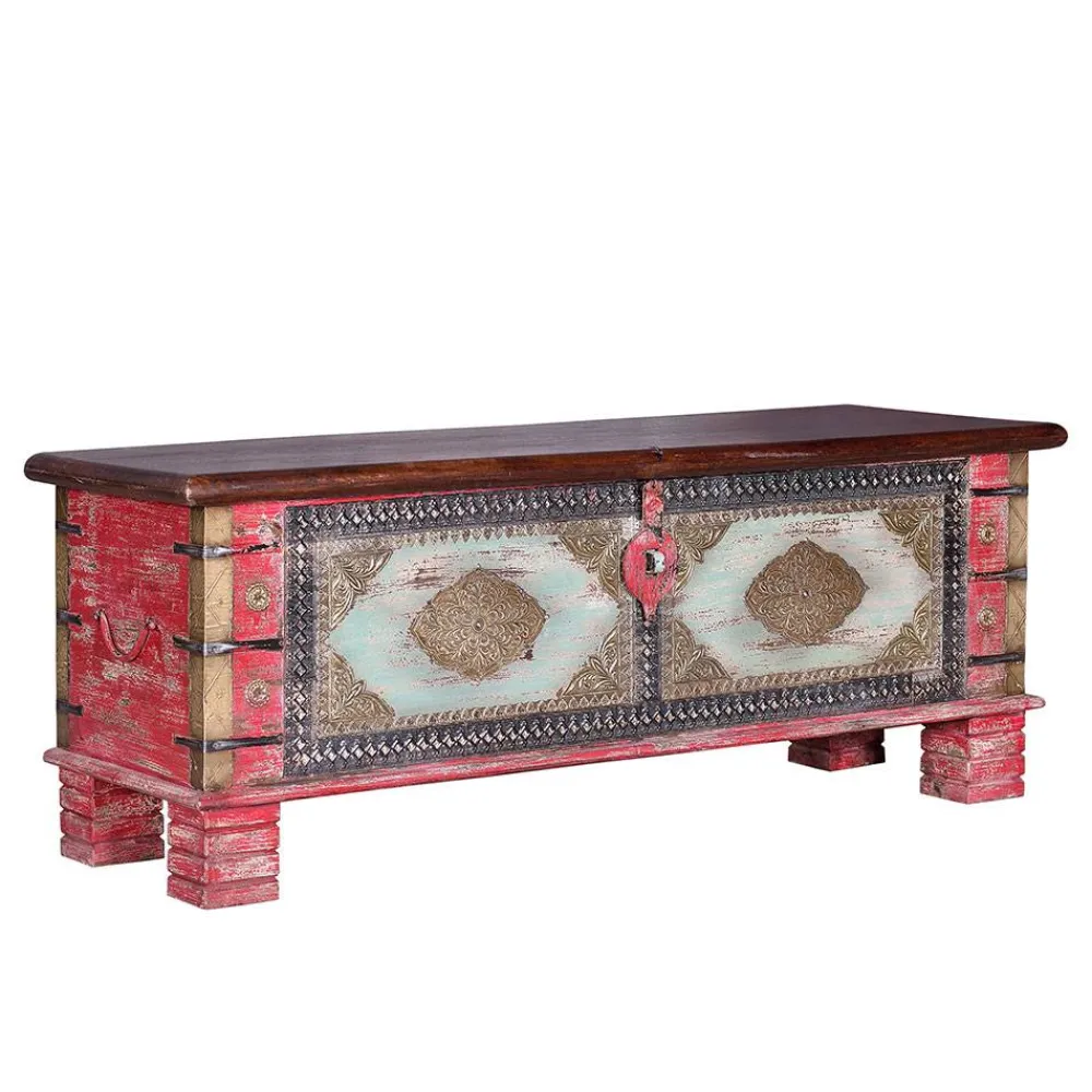 Wohnen Charakterstarke Holztruhe mit Metallgriffen - Agacina