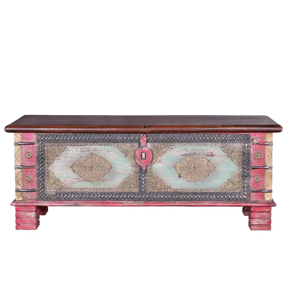 Wohnen Charakterstarke Holztruhe mit Metallgriffen - Agacina