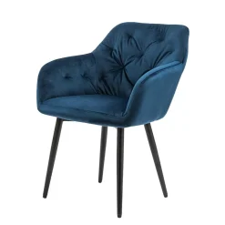 Wohnen Wohnzimmerstühle*Charmanter Armlehnenstuhl mit Samt in Blau - Coridar