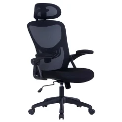 Wohnen Chefsessel mit Kopfstütze in Schwarz - Geritts