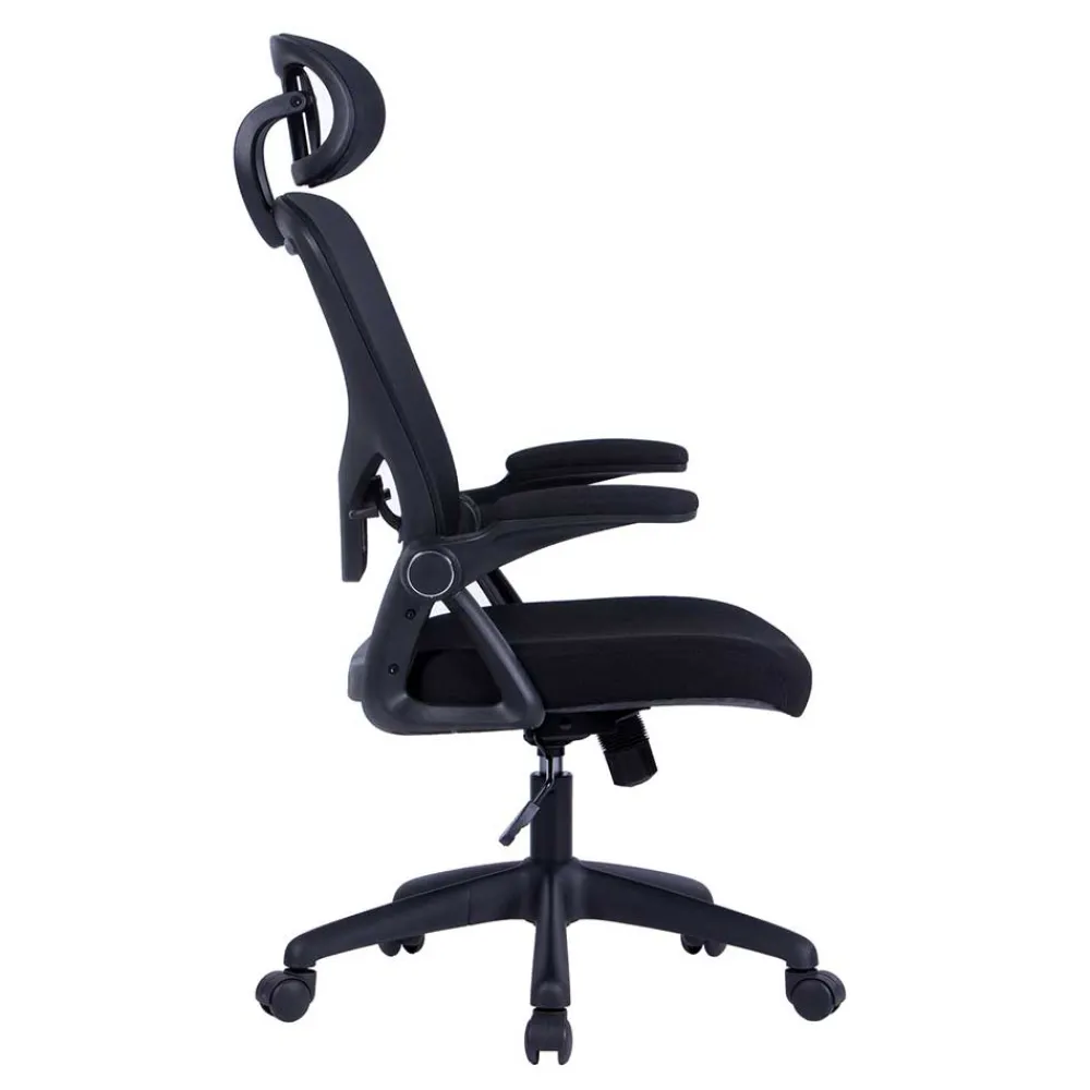 Wohnen Chefsessel mit Kopfstütze in Schwarz - Geritts