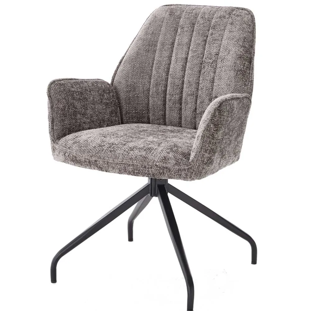 Wohnen Chenille Armlehnenstühle in Anthrazit - Efate (2er Set)