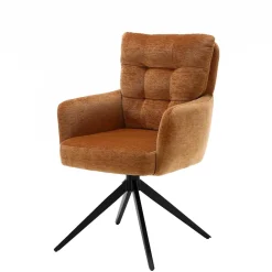 Wohnen Küchenstühle|Esszimmerstühle*Chenille Armlehnenstuhl in Ockergelb - Martinus (2er Set)