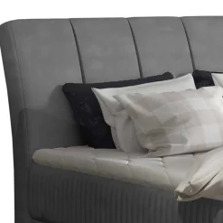 Wohnen Chenille Polsterbett in Hellgrau - Laduvia