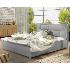 Wohnen Betten|Betten*Chenille Polsterbett in Hellgrau - Mazira