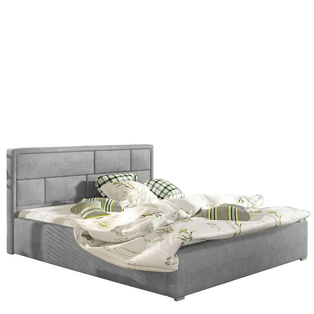 Wohnen Betten|Betten*Chenille Polsterbett in Hellgrau - Mazira