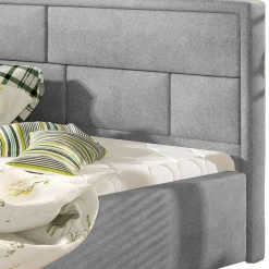 Wohnen Betten|Betten*Chenille Polsterbett in Hellgrau - Mazira