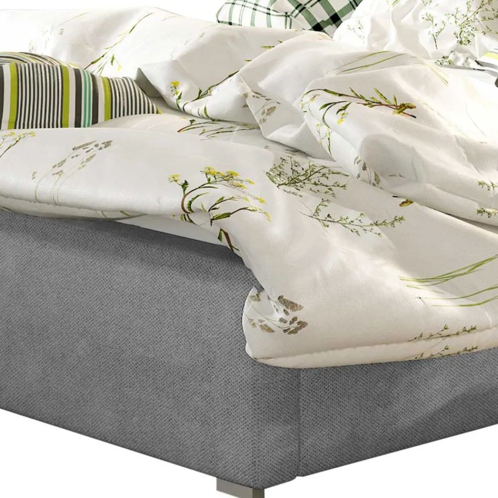 Wohnen Betten|Betten*Chenille Polsterbett in Hellgrau - Mazira