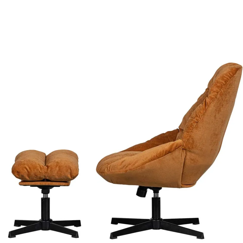 Wohnen Chenille Relaxsessel in Ocker - Zinatella (zweiteilig)